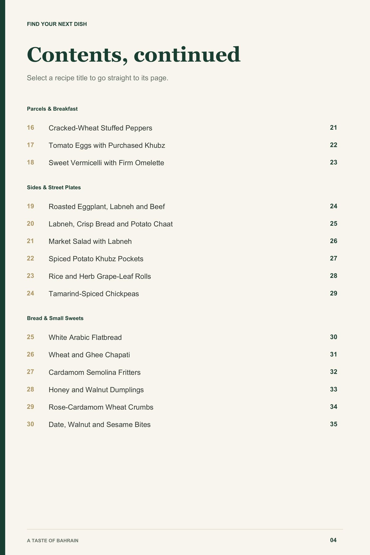 Contents, page 2 from A Taste of Bahrain