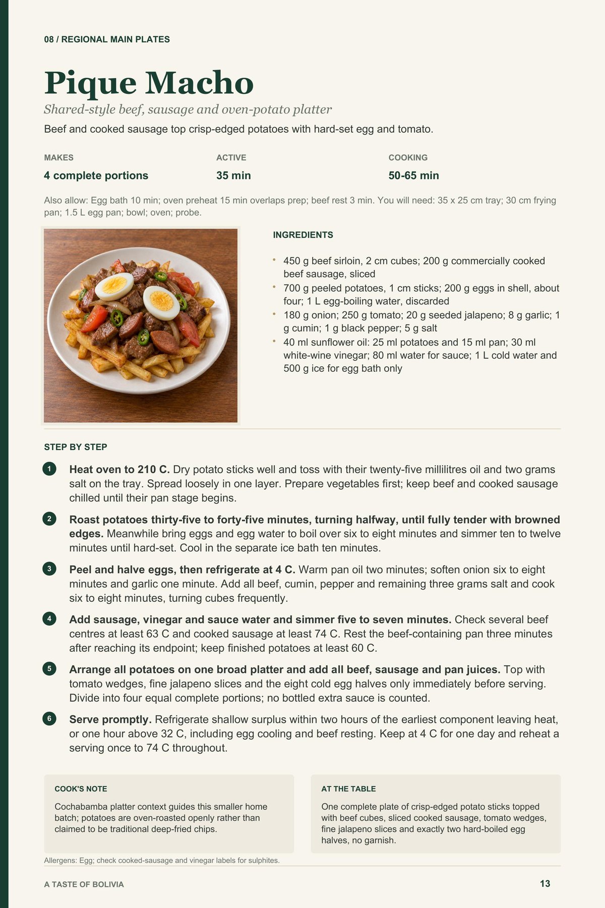 Pique Macho recipe page from A Taste of Bolivia