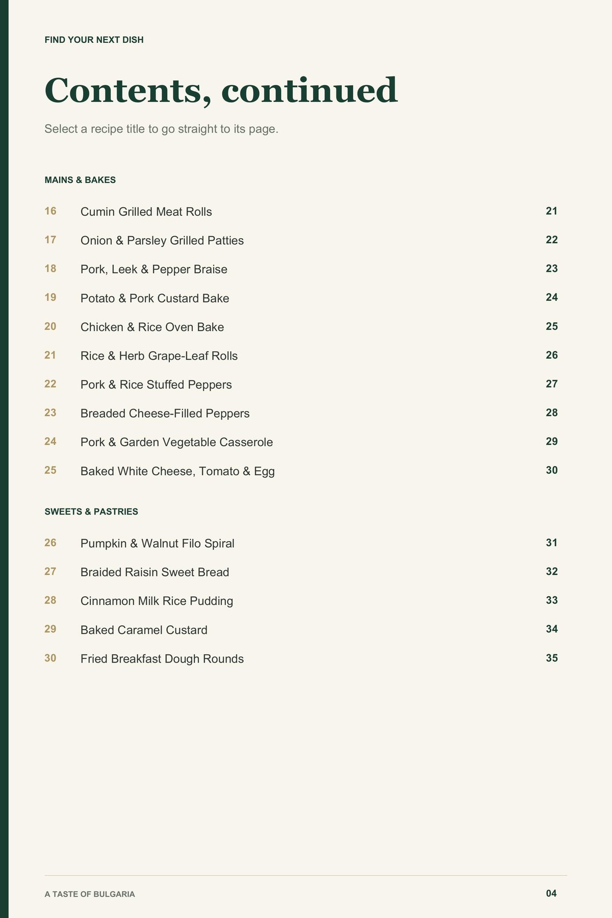 Contents, page 2 from A Taste of Bulgaria
