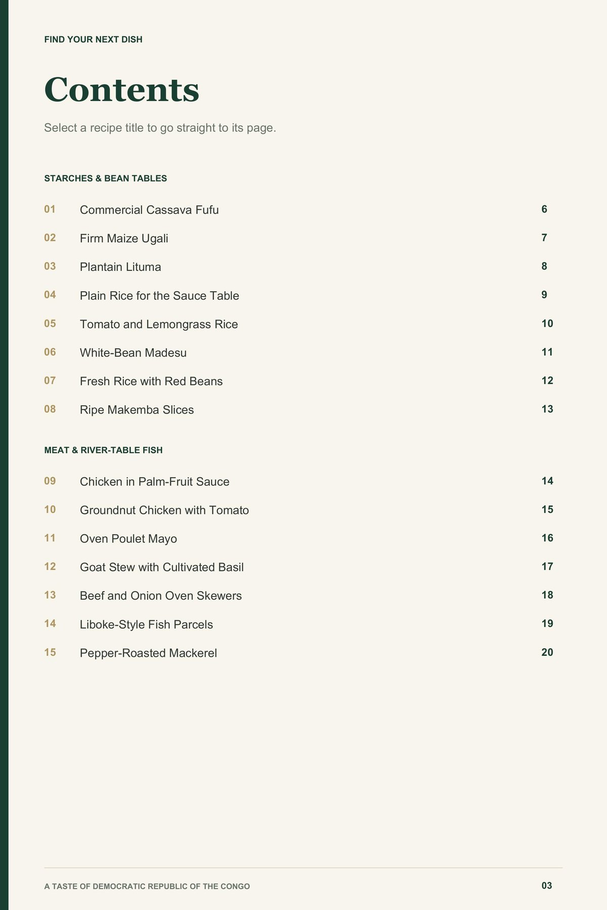 Contents, page 1 from A Taste of Democratic Republic of the Congo