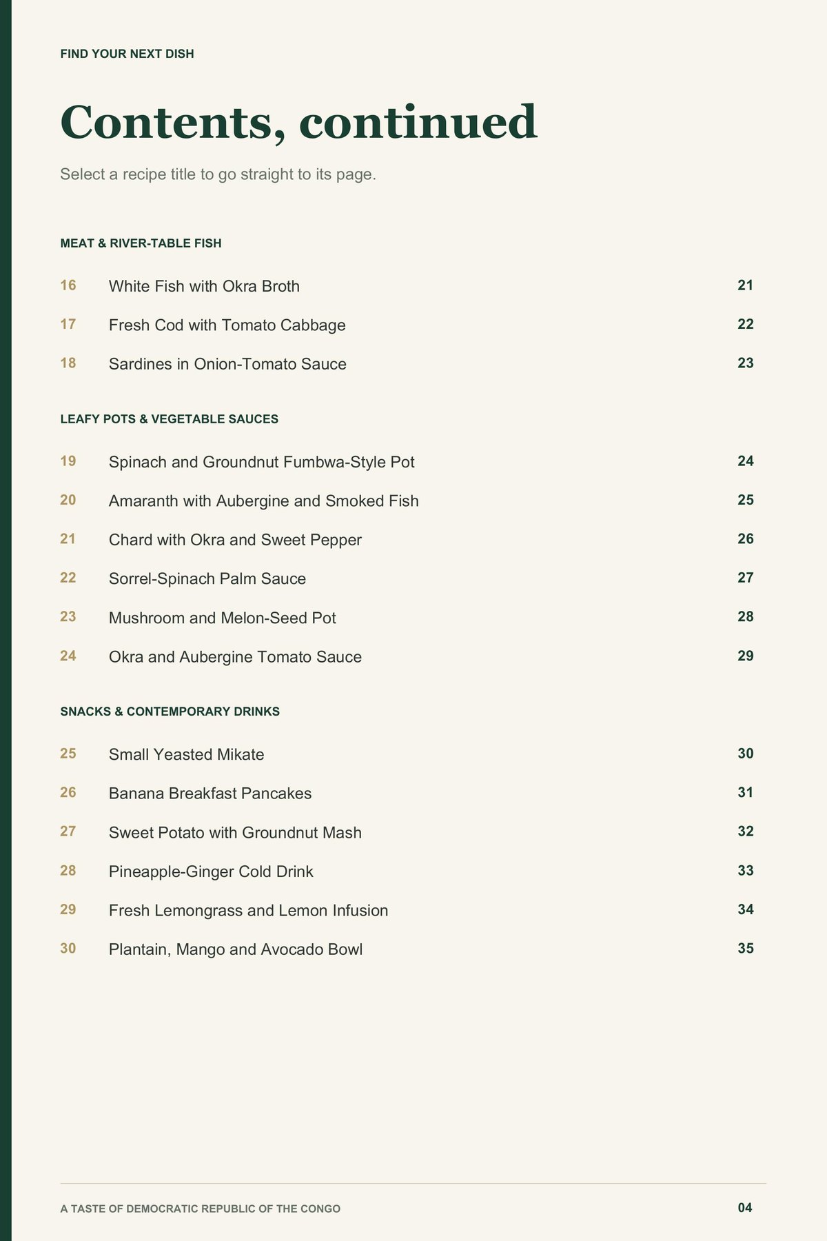 Contents, page 2 from A Taste of Democratic Republic of the Congo