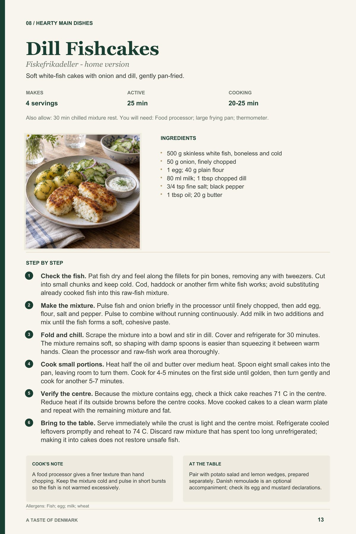 Dill Fishcakes recipe page from A Taste of Denmark