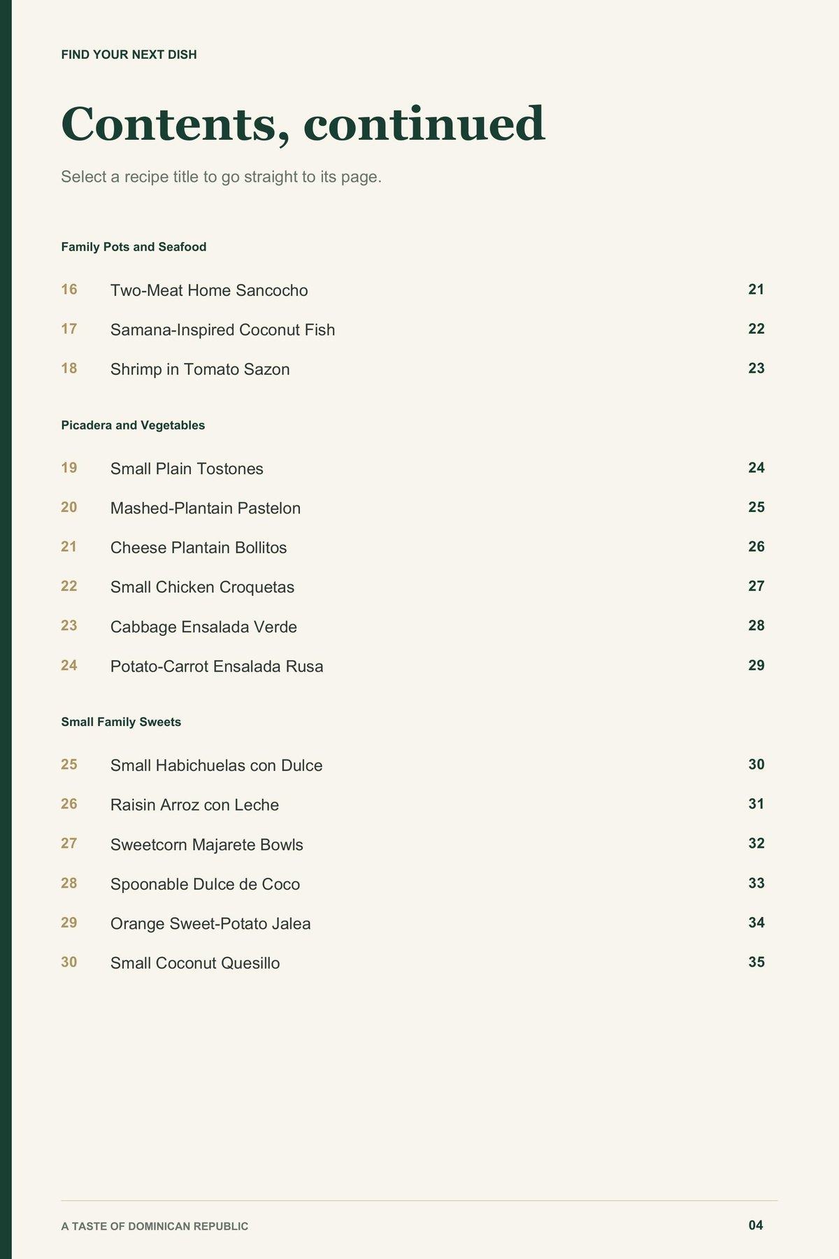 Contents, page 2 from A Taste of Dominican Republic