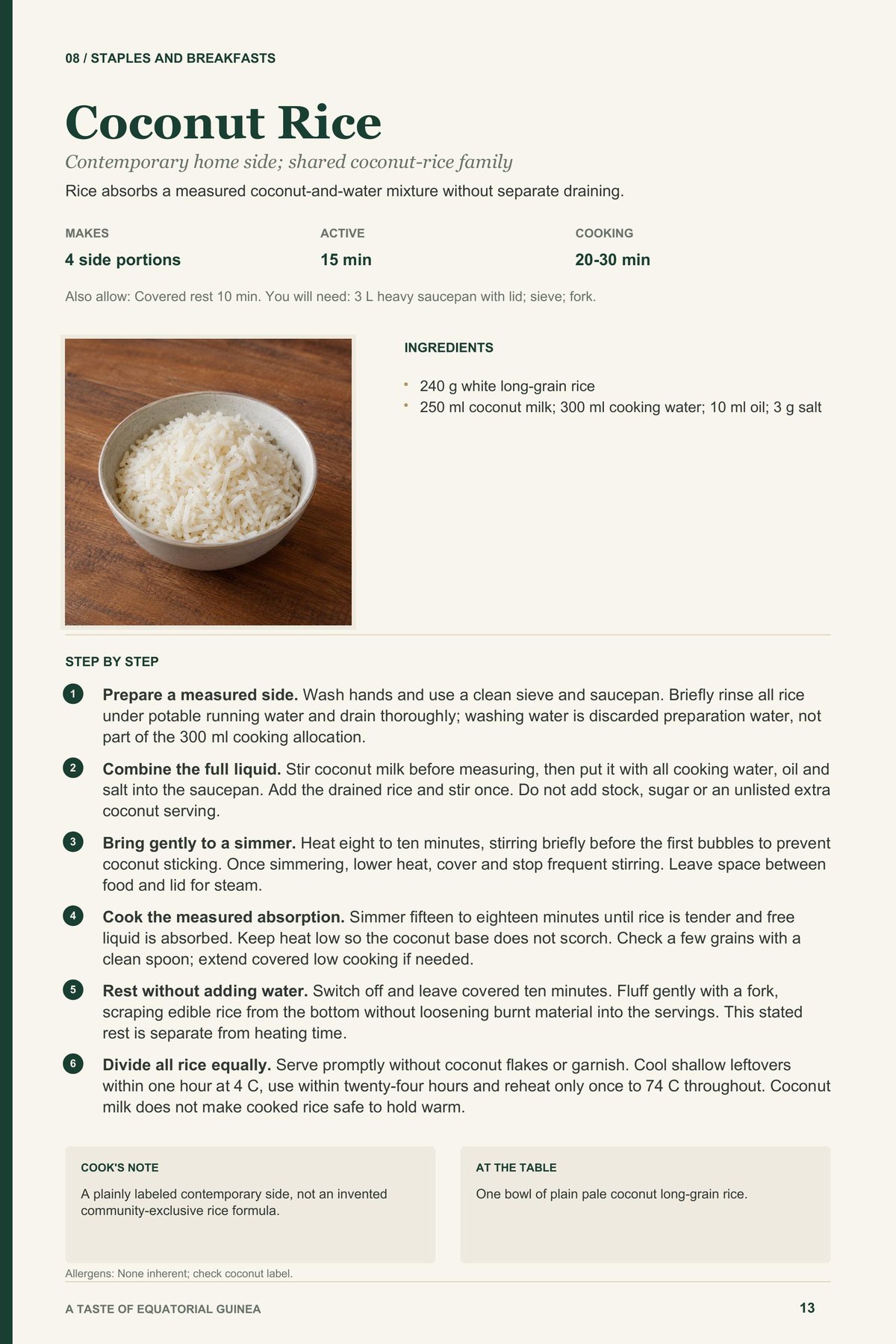 Coconut Rice recipe page from A Taste of Equatorial Guinea