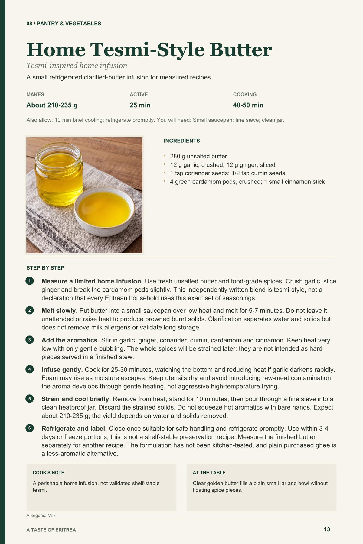 Home Tesmi-Style Butter recipe page from A Taste of Eritrea