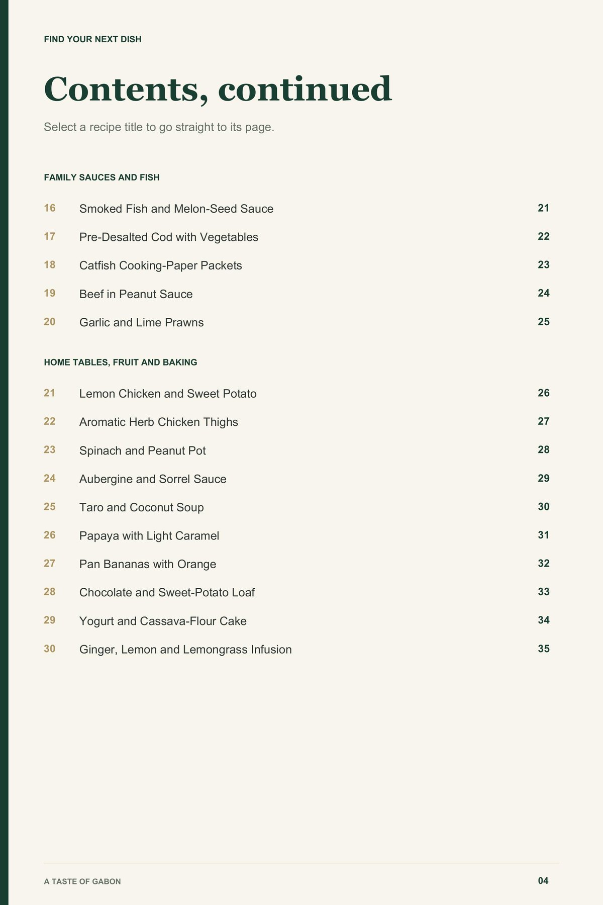 Contents, page 2 from A Taste of Gabon