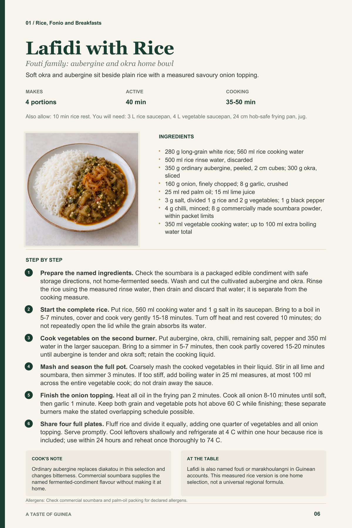 Lafidi with Rice recipe page from A Taste of Guinea