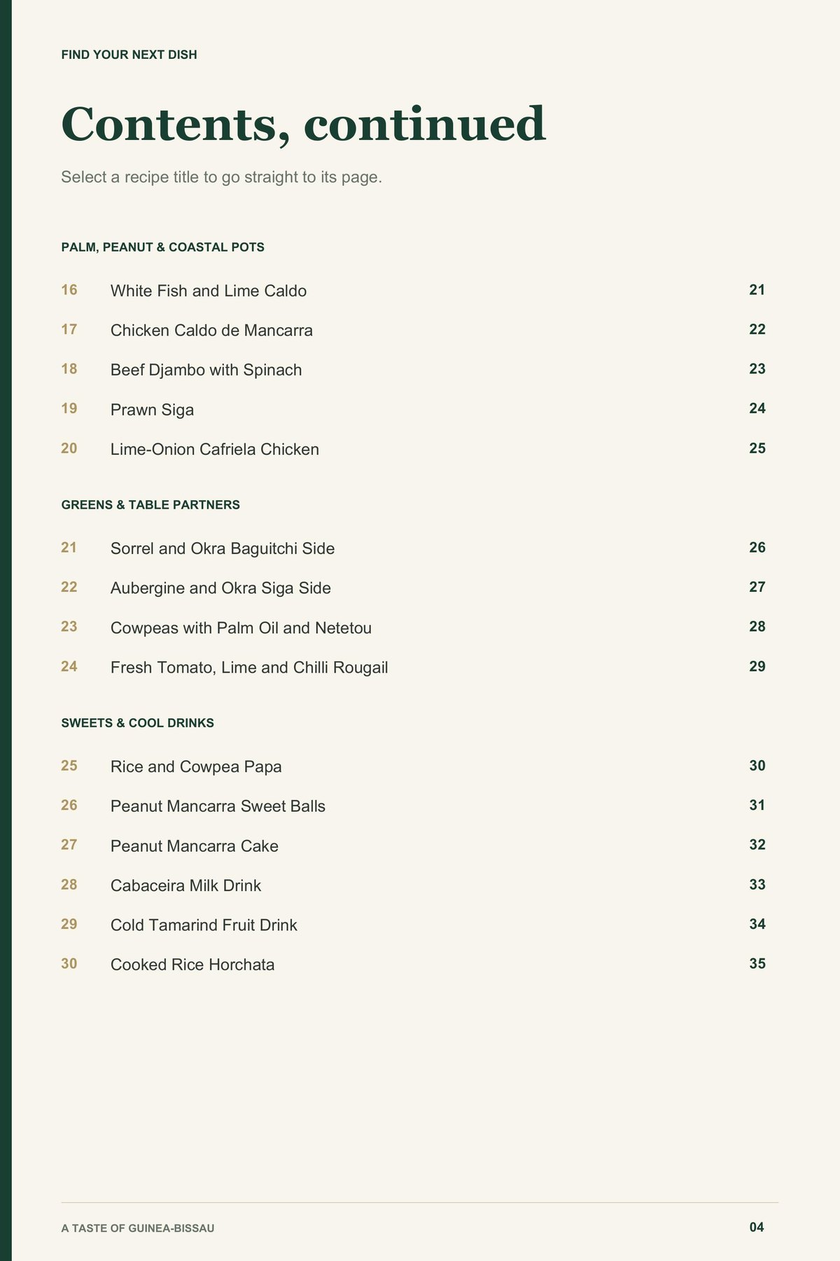 Contents, page 2 from A Taste of Guinea-Bissau