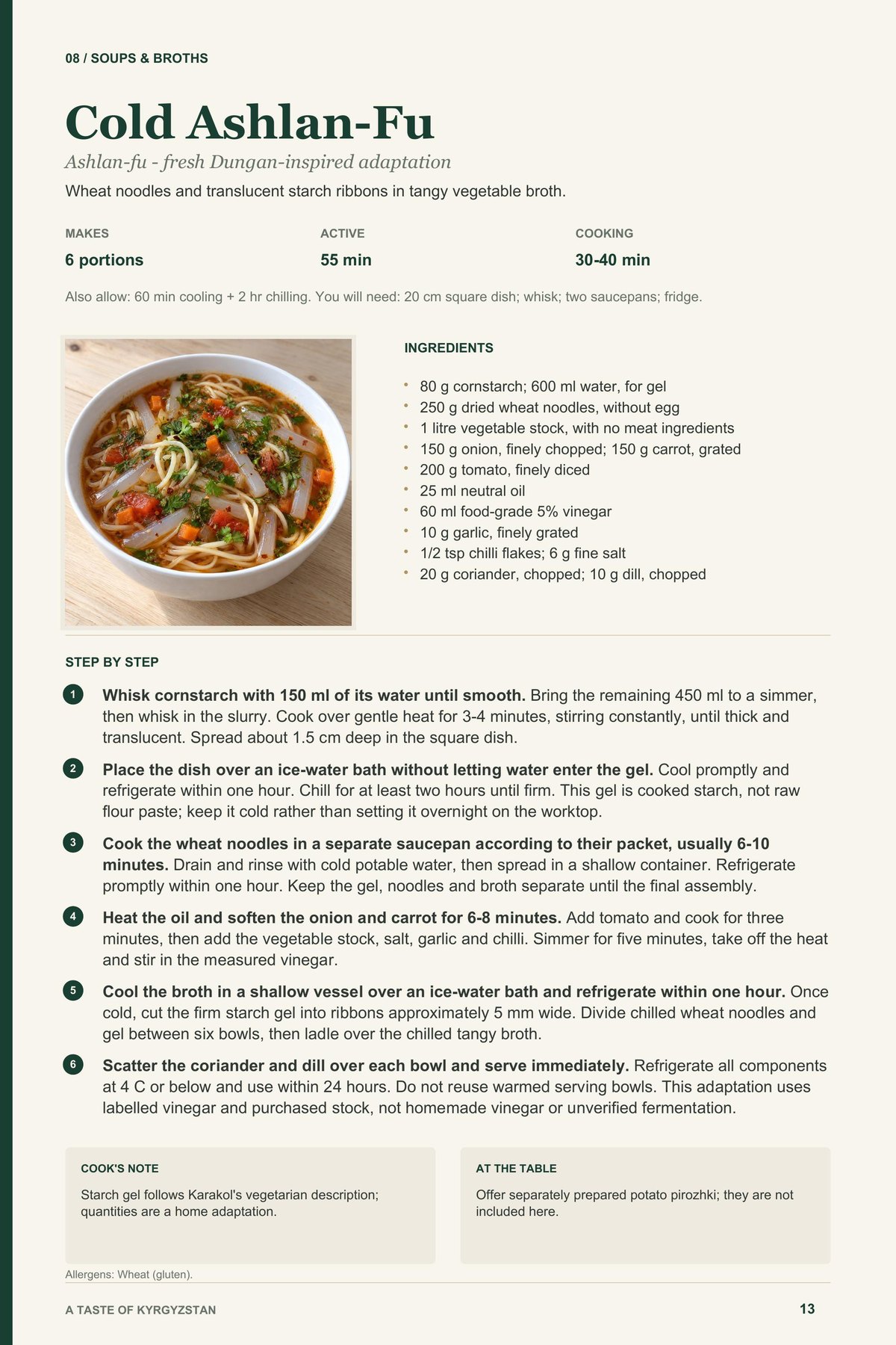 Cold Ashlan-Fu recipe page from A Taste of Kyrgyzstan