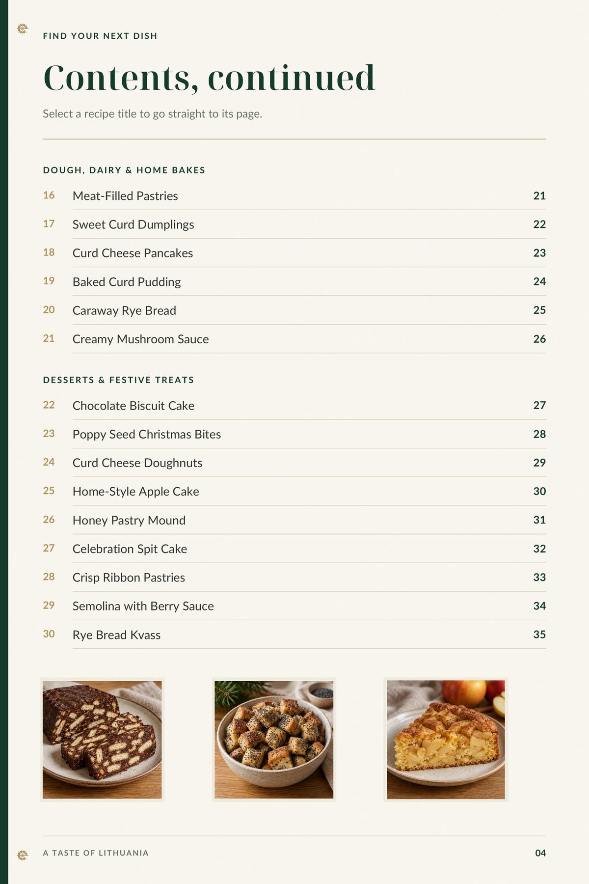 Contents, page 2 from A Taste of Lithuania