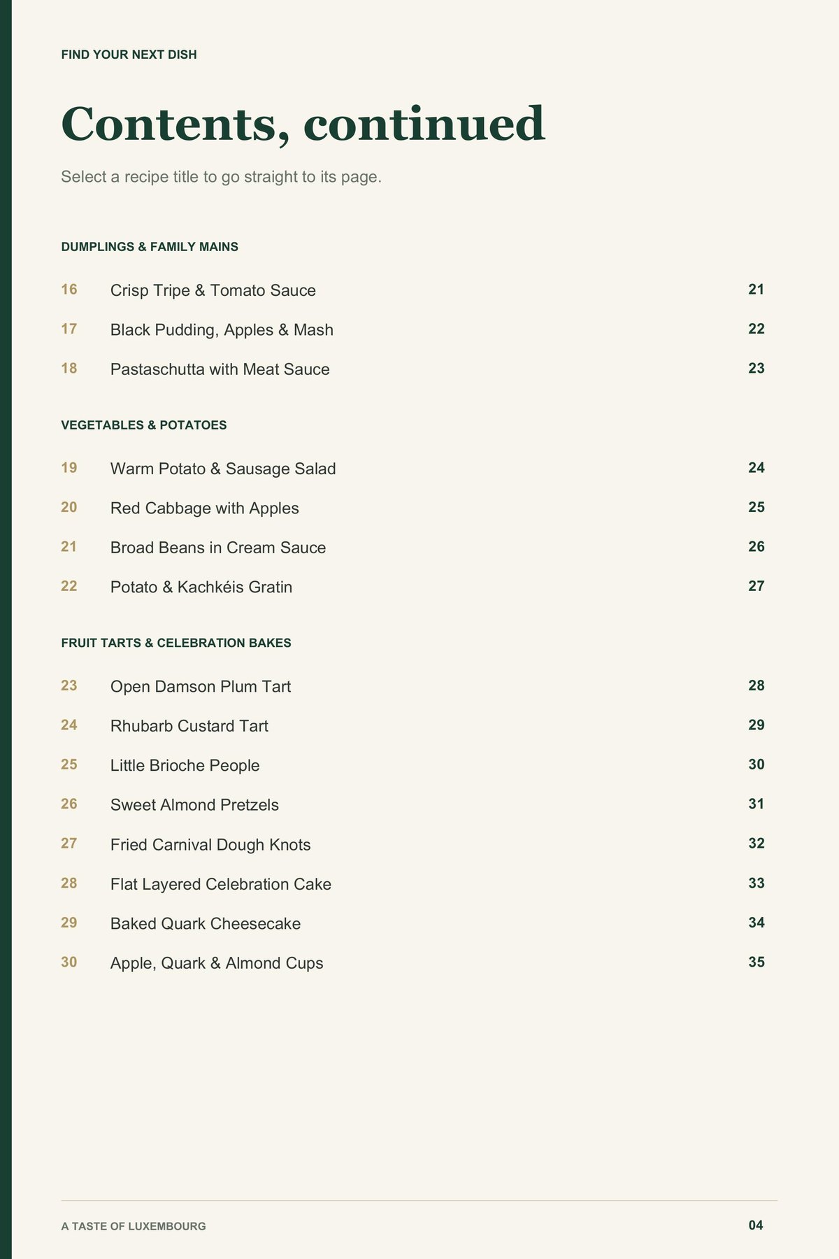 Contents, page 2 from A Taste of Luxembourg