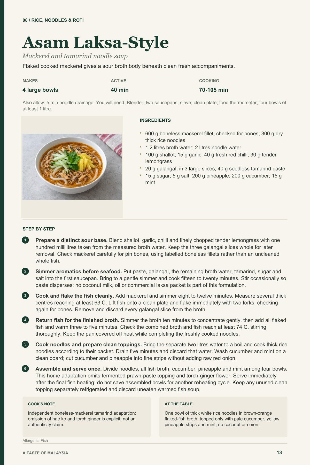 Asam Laksa-Style recipe page from A Taste of Malaysia