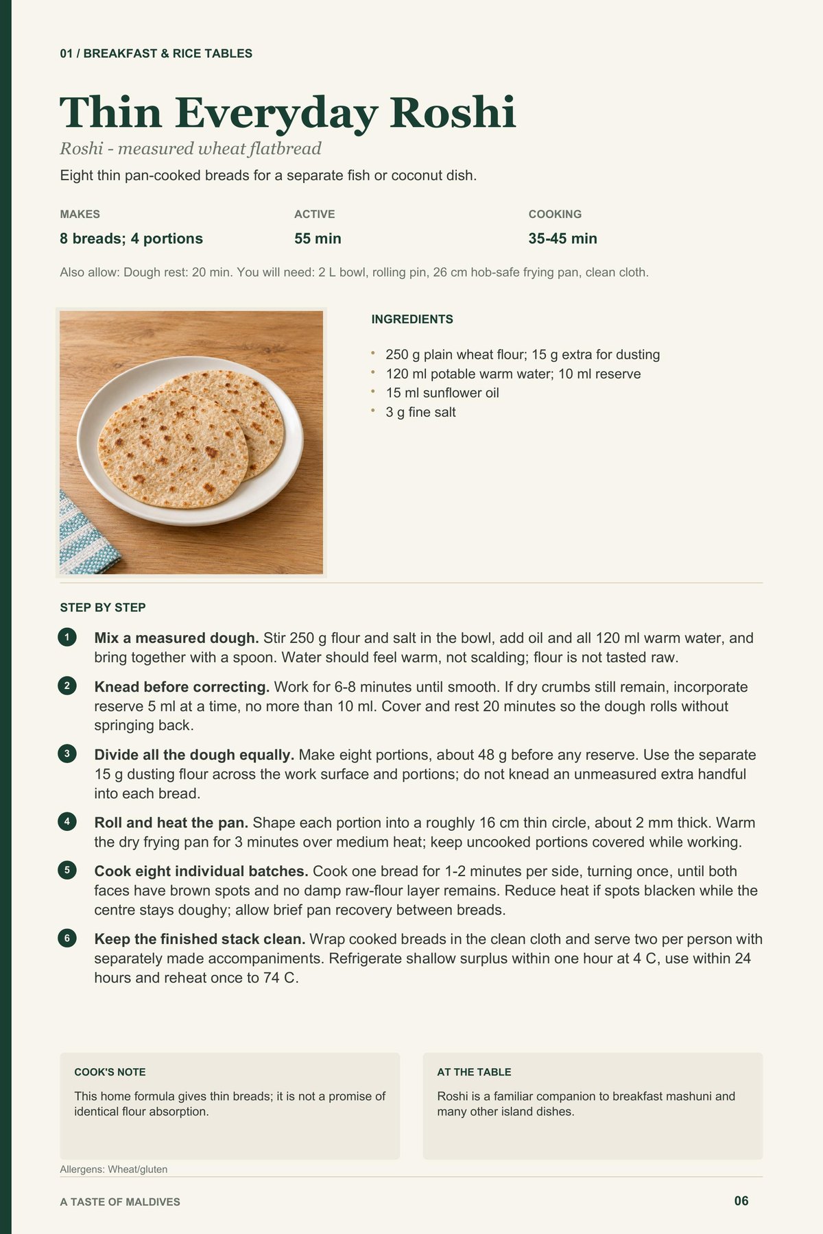 Thin Everyday Roshi recipe page from A Taste of Maldives