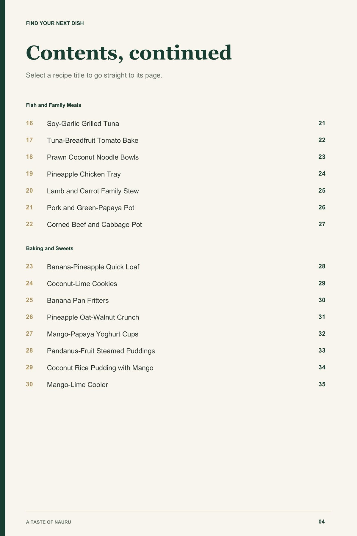 Contents, page 2 from A Taste of Nauru