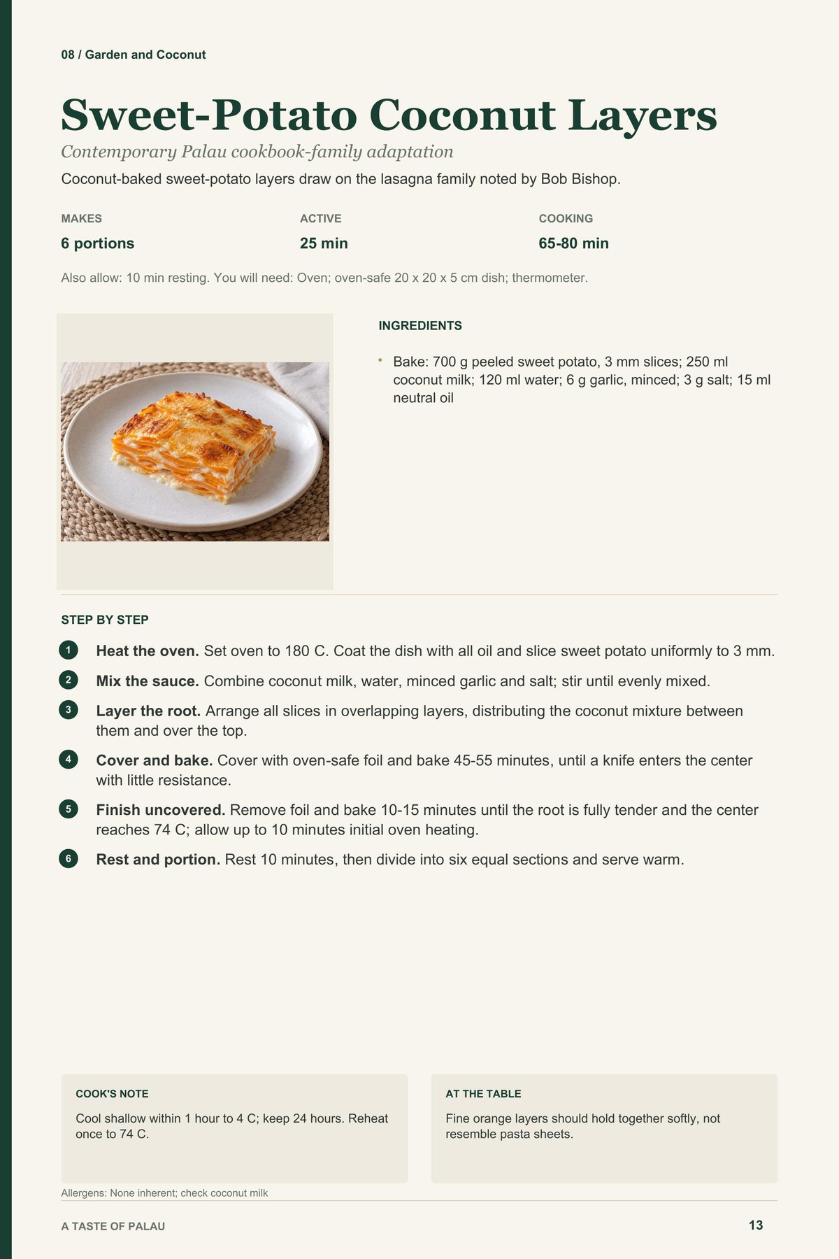 Sweet-Potato Coconut Layers recipe page from A Taste of Palau