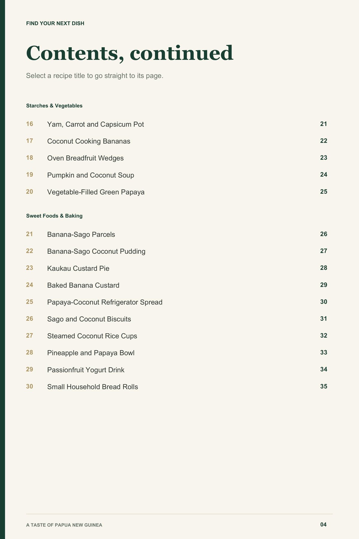 Contents, page 2 from A Taste of Papua New Guinea