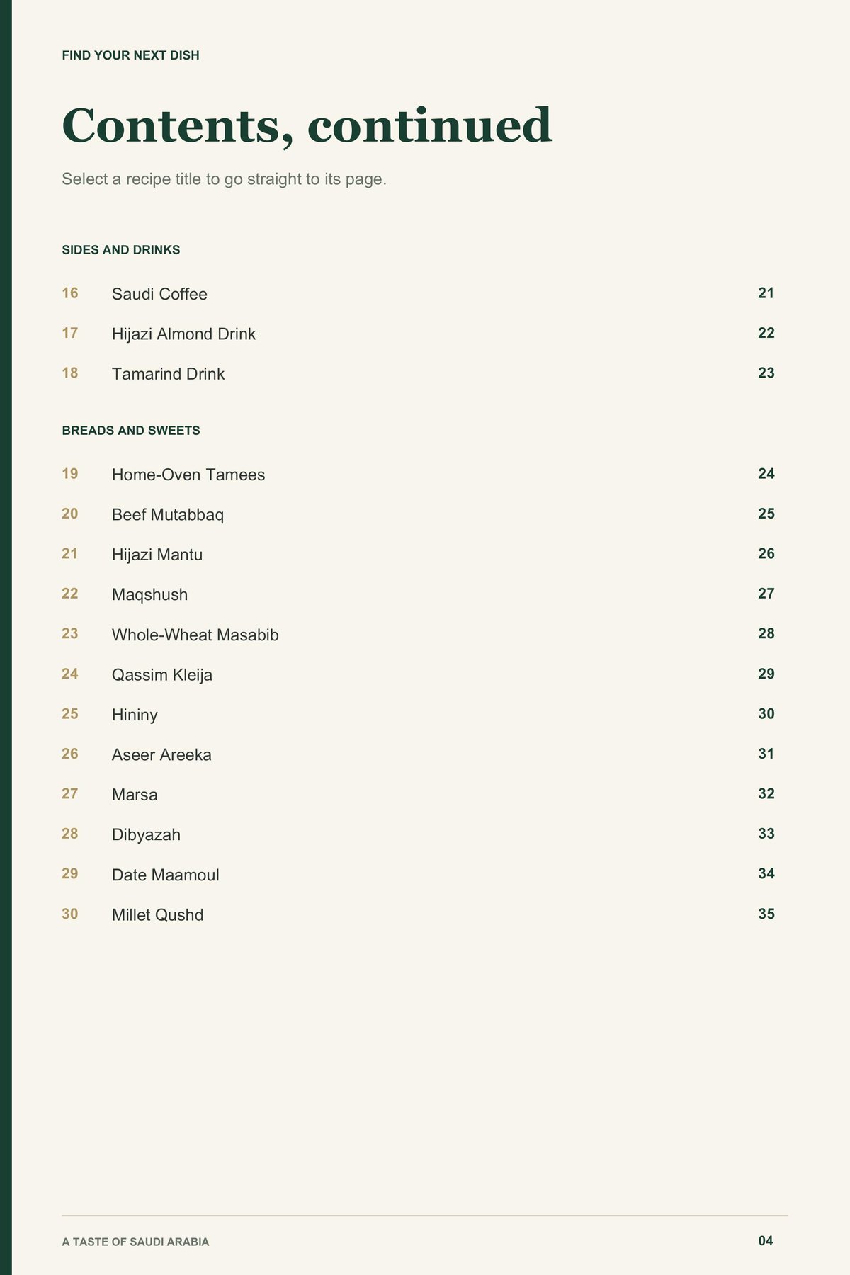 Contents, page 2 from A Taste of Saudi Arabia