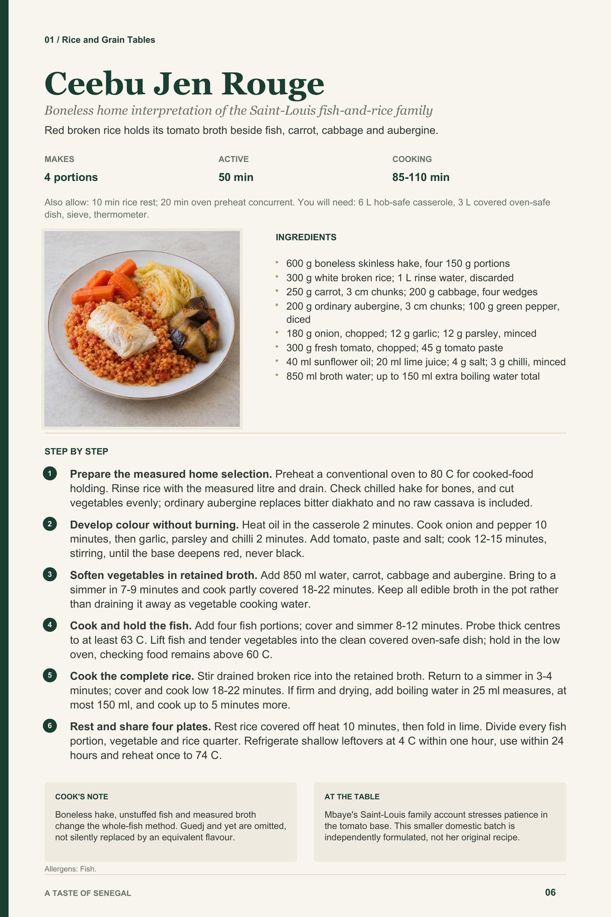 Ceebu Jen Rouge recipe page from A Taste of Senegal
