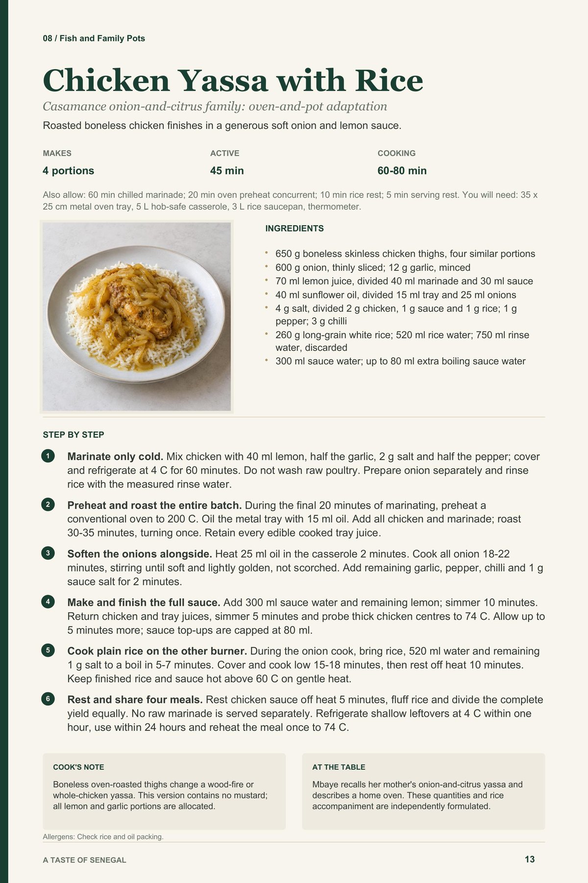 Chicken Yassa with Rice recipe page from A Taste of Senegal