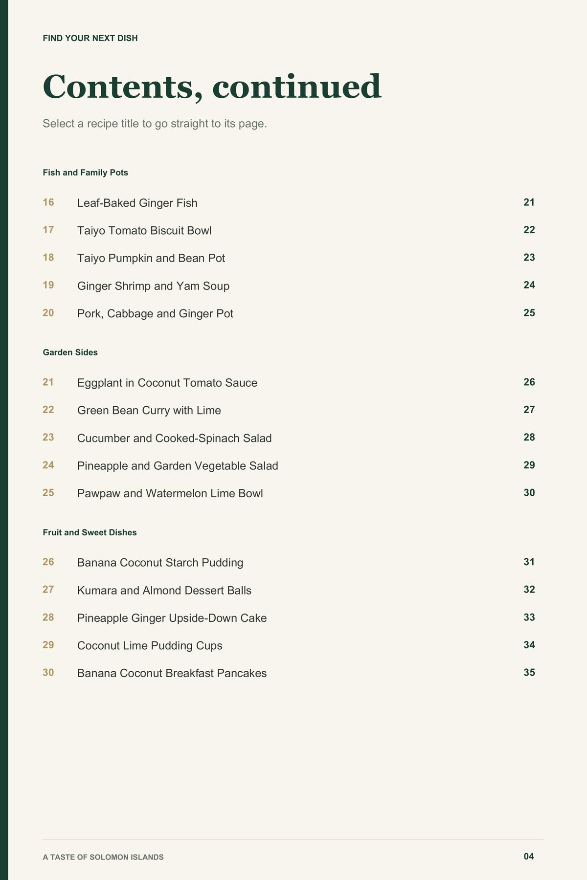 Contents, page 2 from A Taste of Solomon Islands