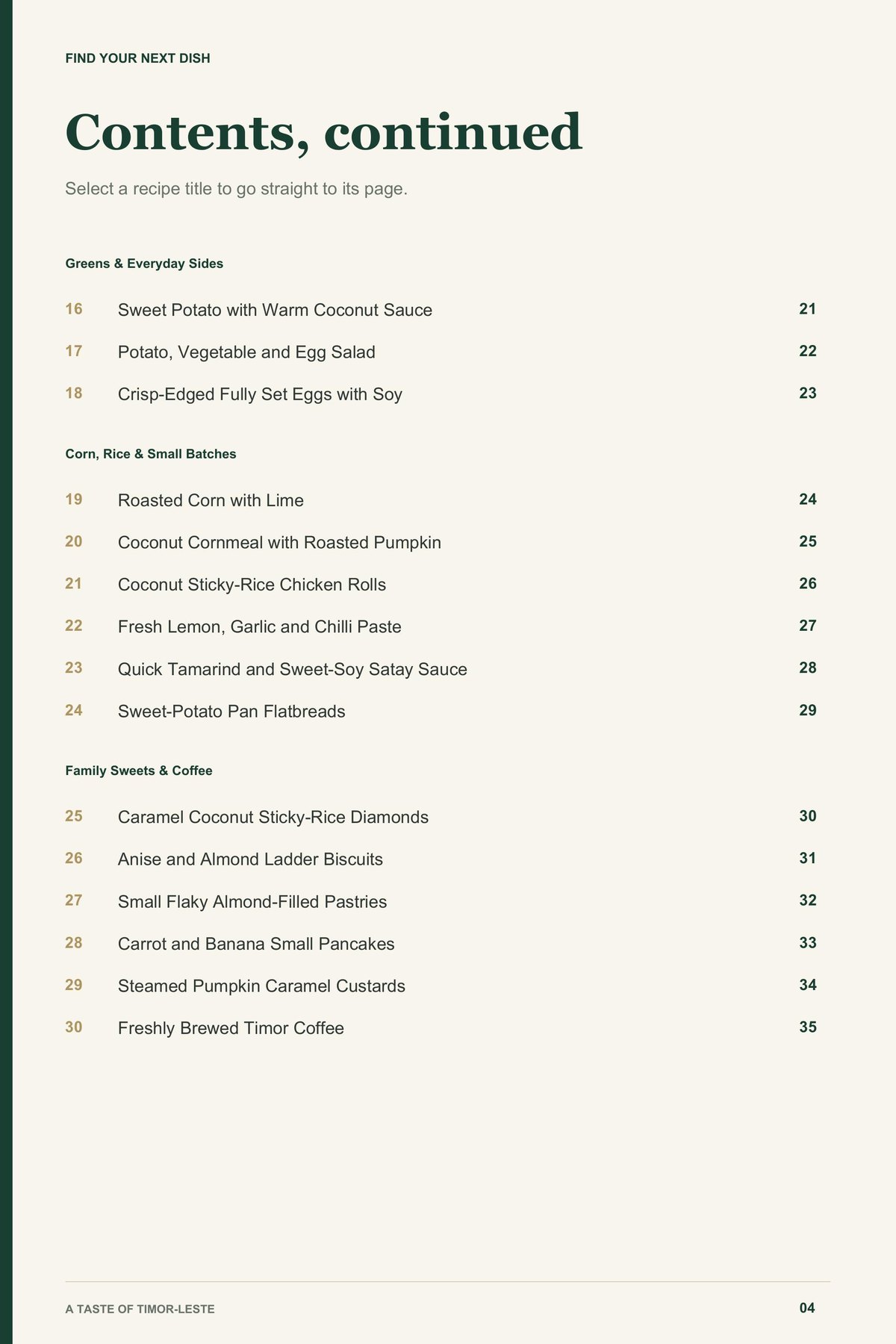 Contents, page 2 from A Taste of Timor-Leste