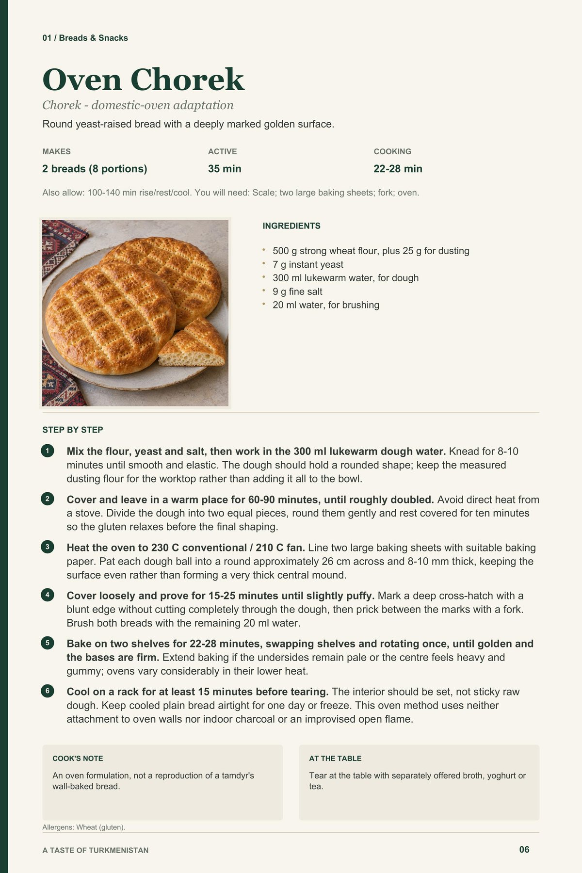 Oven Chorek recipe page from A Taste of Turkmenistan