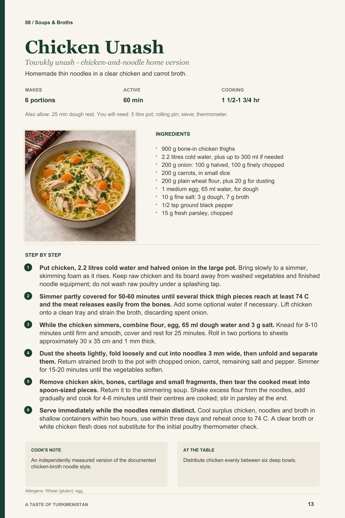Chicken Unash recipe page from A Taste of Turkmenistan
