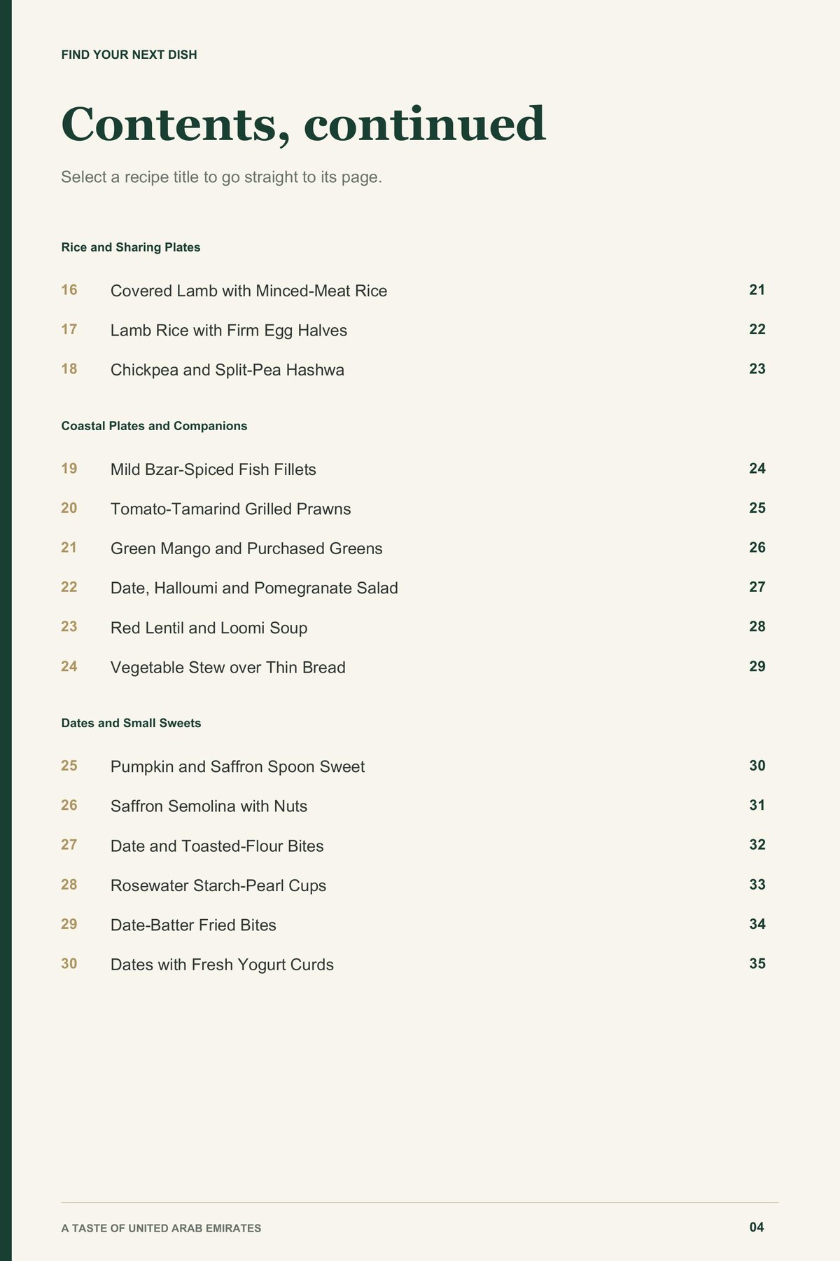 Contents, page 2 from A Taste of United Arab Emirates