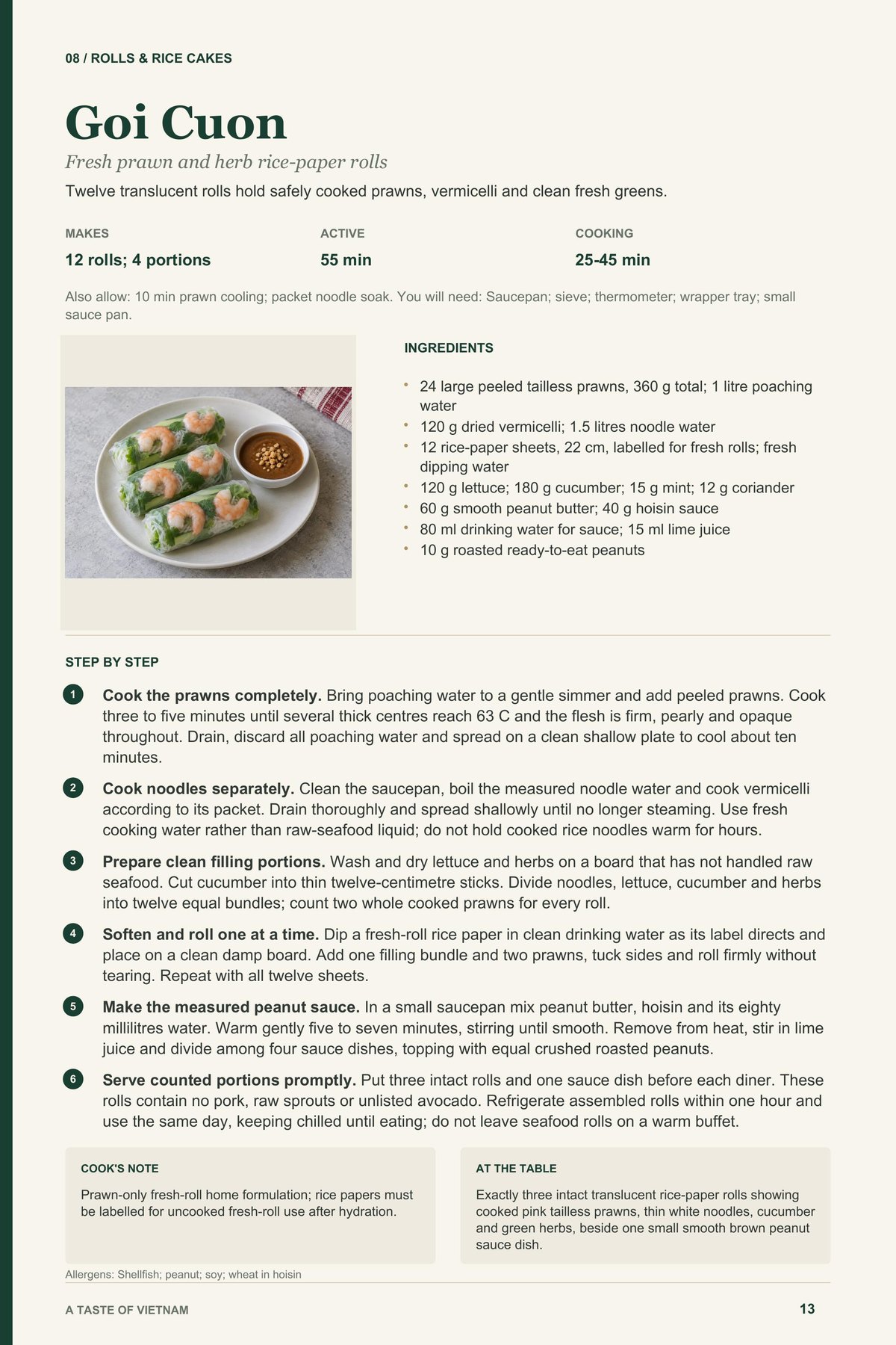Goi Cuon recipe page from A Taste of Vietnam