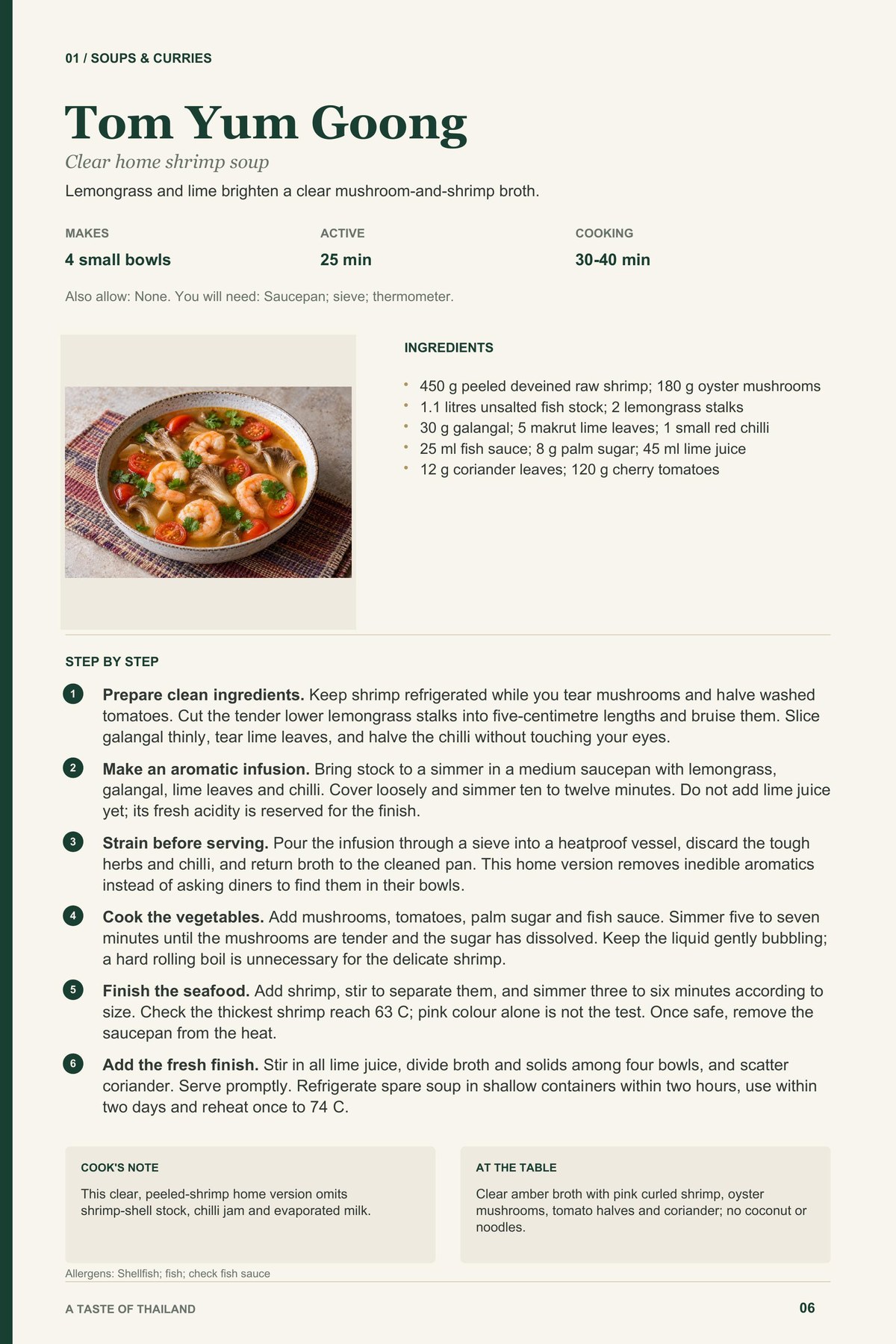 Tom Yum Goong recipe page